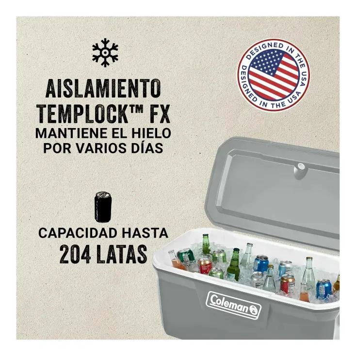 COOLER PORTATIL DE GRAN CAPACIDAD 113 LITROS COLOR GRIS - 2