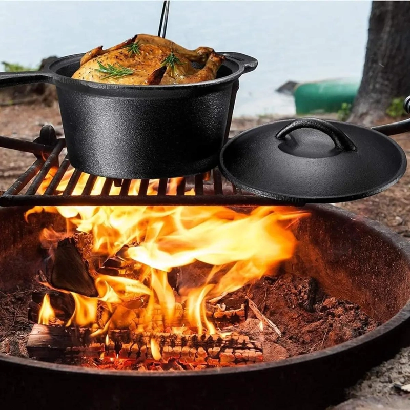 JUEGO DE SARTENES DE HIERRO FUNDIDO PARA CAMPING Y COCINA AL AIRE LIBRE - 2