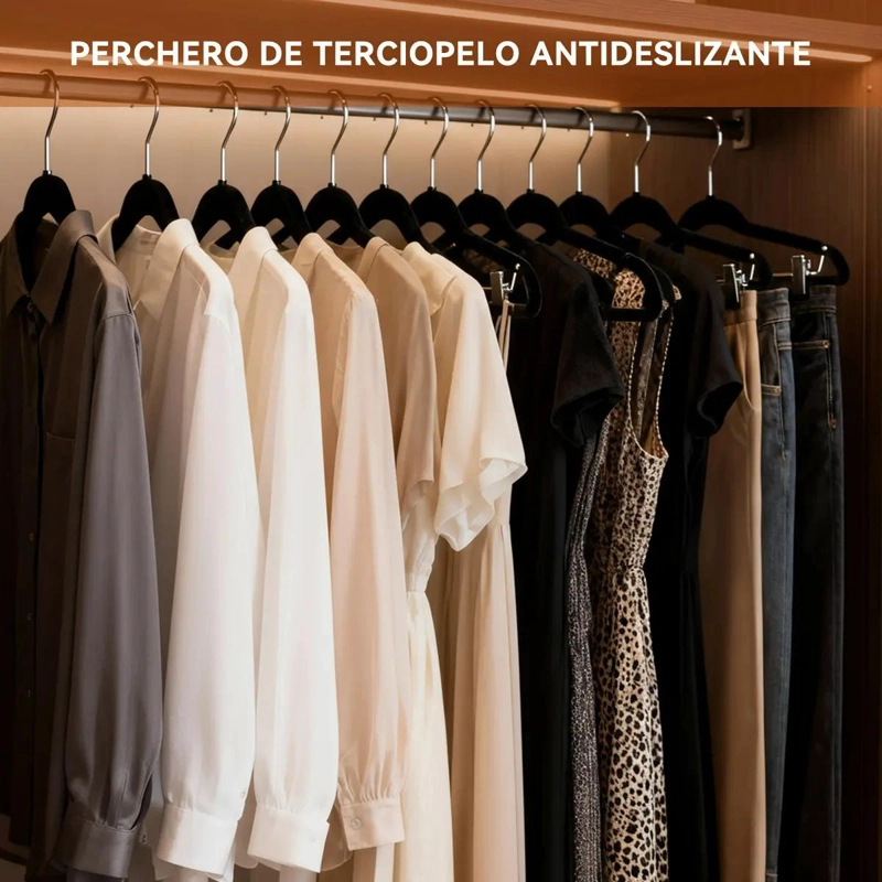 SET DE 60 COLGADORES DE ROPA ANTIDESLIZANTES DE TERCIOPELO - 2