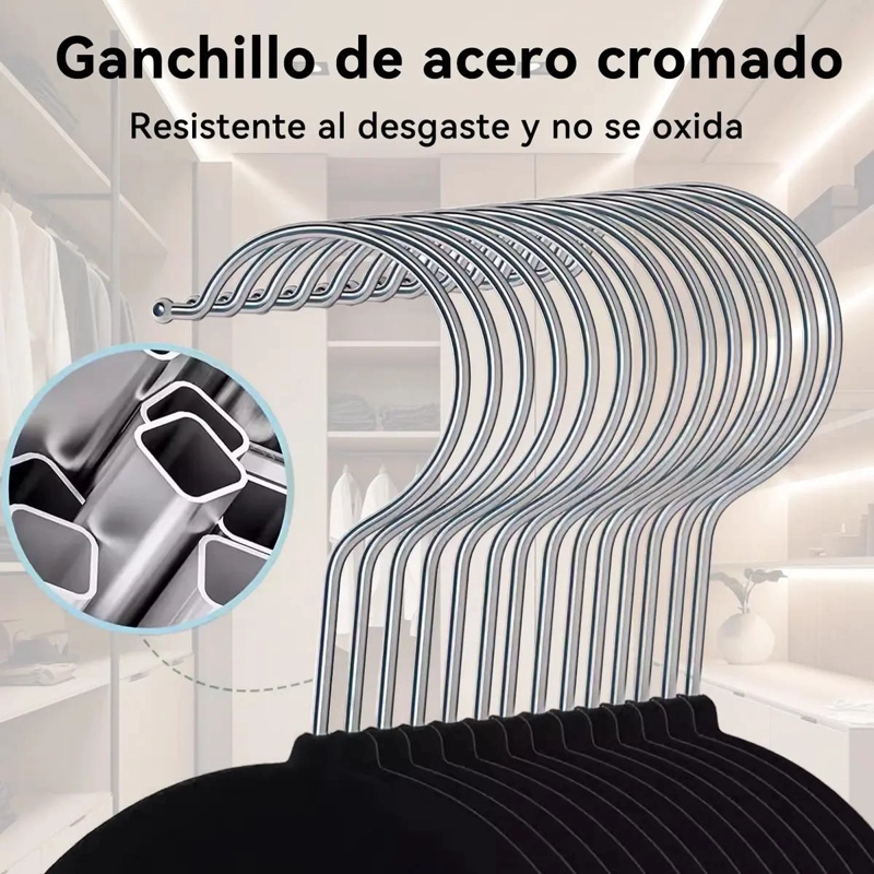 SET DE 60 COLGADORES DE ROPA ANTIDESLIZANTES DE TERCIOPELO - 5