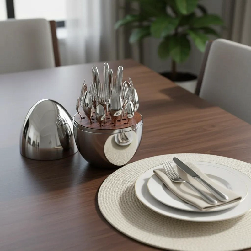 SET DE 24 CUBIERTOS DE ACERO INOXIDABLE CON DISEÑO MODERNO - 1