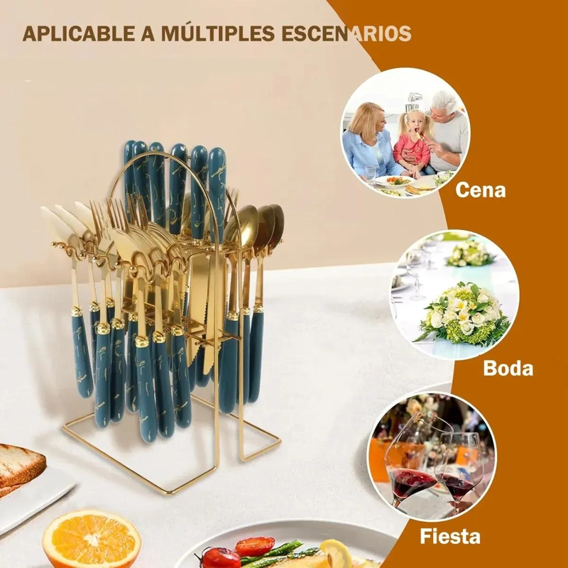 JUEGO DE CUBIERTOS DE 24 PIEZAS CON SOPORTE PARA MESA - 4