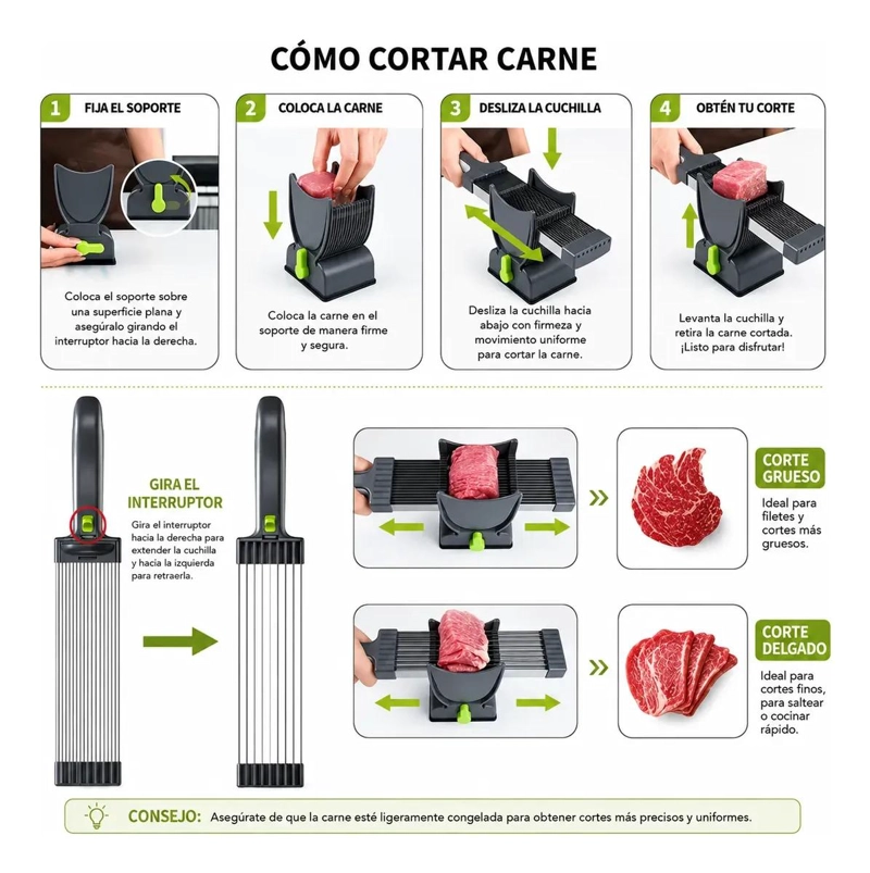CORTADORA MANUAL PARA REBANAR CARNE FRESCA Y PICAR ALIMENTOS - 4