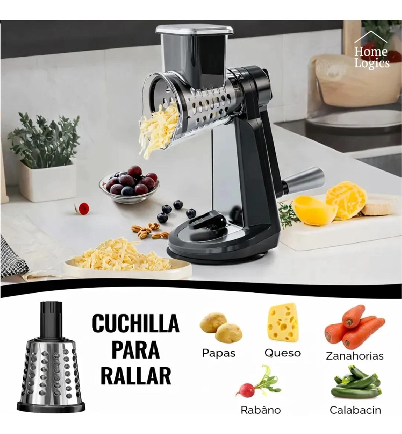 RALLADOR GIRATORIO MULTIUSO ACERO INOXIDABLE CON 3 FUNCIONES - 4