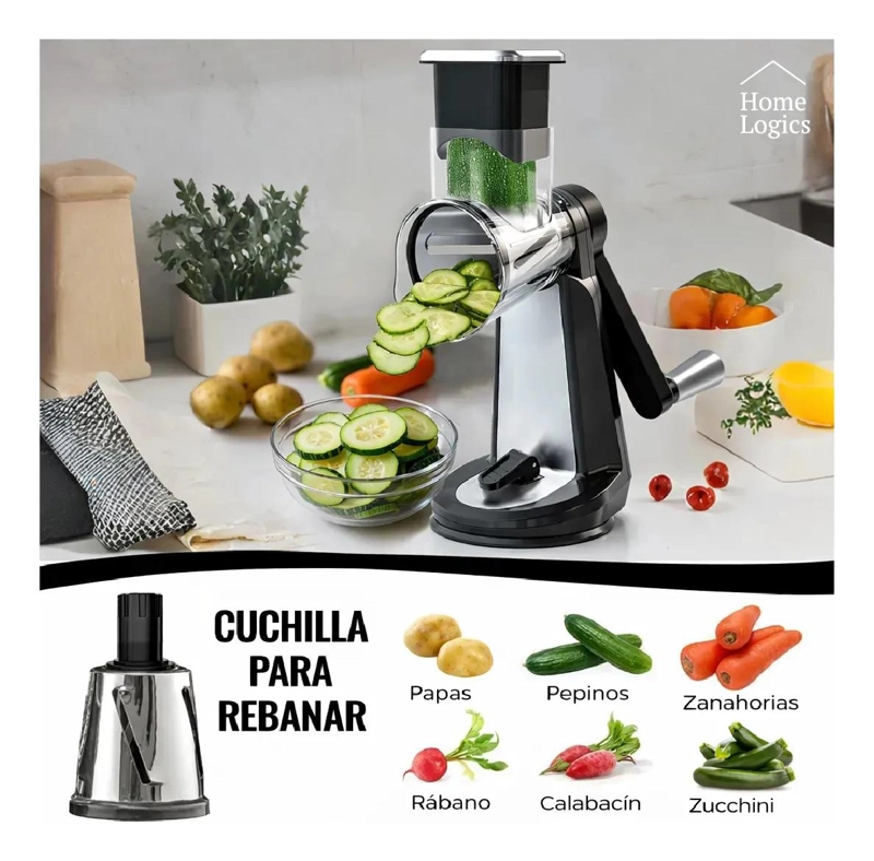 RALLADOR GIRATORIO MULTIUSO ACERO INOXIDABLE CON 3 FUNCIONES - 5