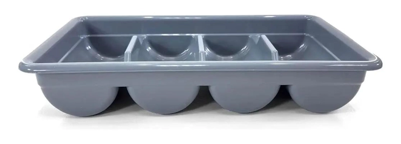 ORGANIZADOR PLASTICO PARA CUBIERTOS COLOR GRIS CON COMPARTIMENTOS - 2