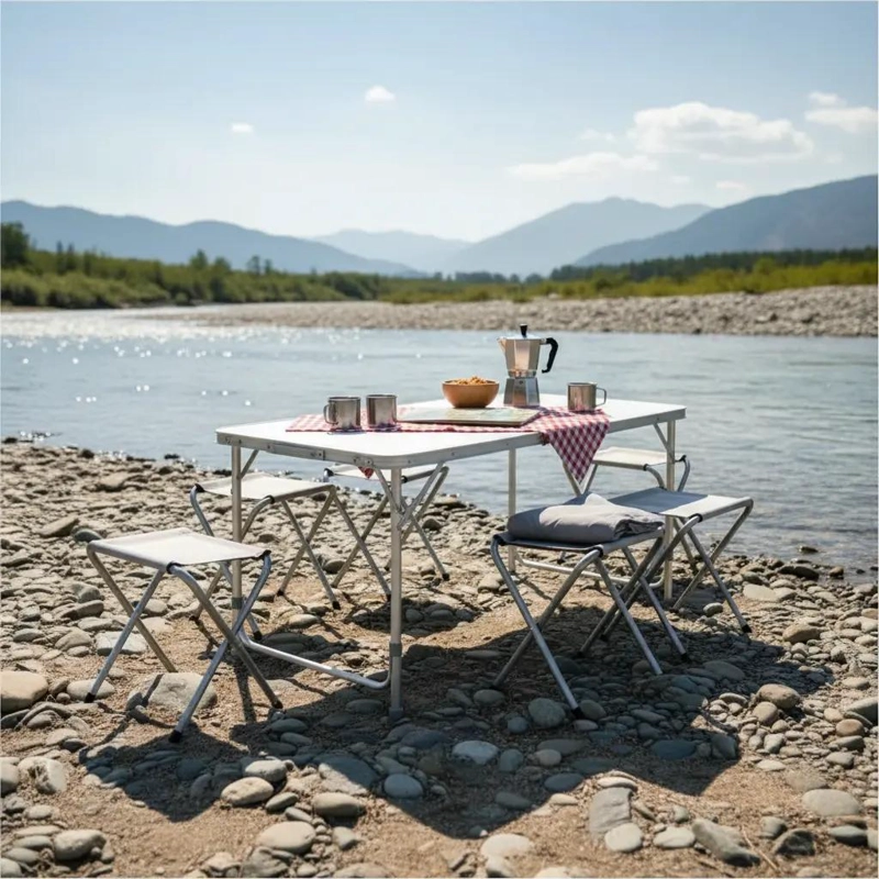 MESA PLEGABLE PORTATIL CON 4 SILLAS MULTIUSO PARA CAMPING - 1