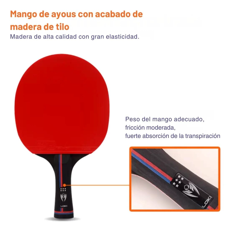 PALETA DE PING PONG PROFESIONAL CON FUNDA Y GOMAS CERTIFICADAS ITTF - 5