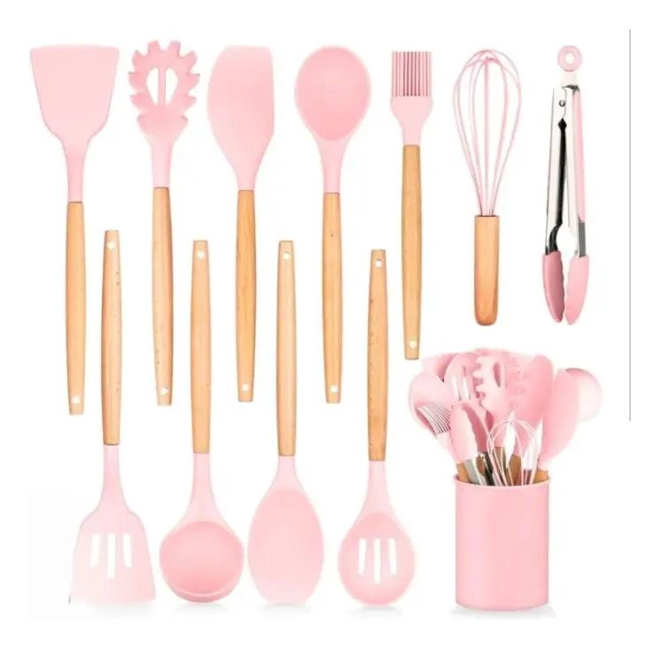 SET COMPLETO DE UTENSILIOS DE COCINA CON CUCHARONES DE SILICONA 12 PIEZAS - 1