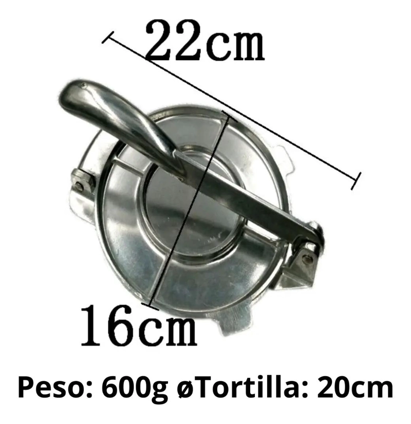 PRENSA PARA TORTILLAS Y FAJITAS DE MASA CON DIAMETRO DE 20 CM - 2