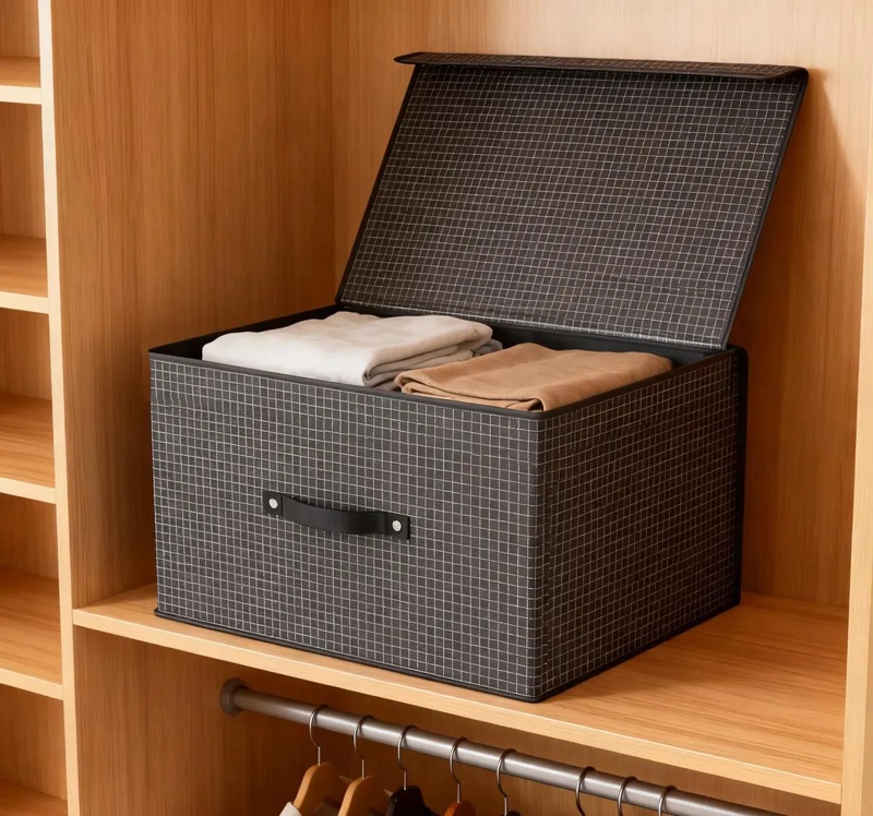 CAJA ORGANIZADORA PLEGABLE DE TELA TNT CON TAPA 40X30X25 CM - 3