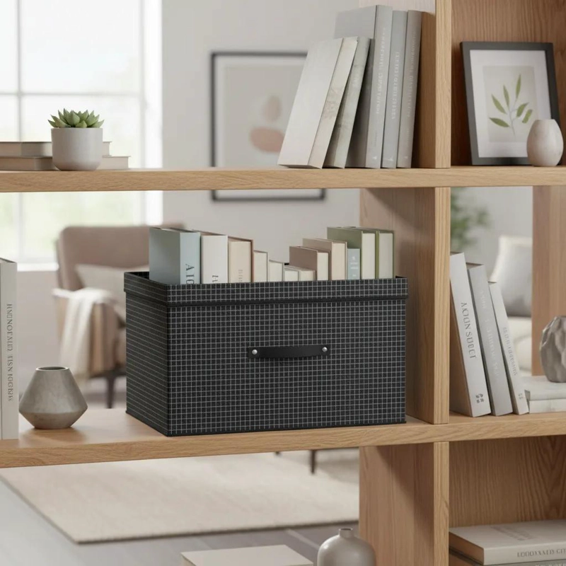 CAJA ORGANIZADORA PLEGABLE DE TELA TNT CON TAPA 40X30X25 CM - 4
