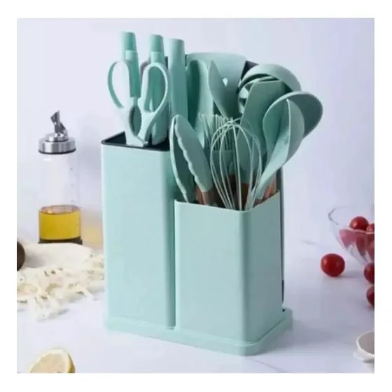 JUEGO DE UTENSILIOS DE COCINA DE SILICONA CON SOPORTE 19 PIEZAS - 2