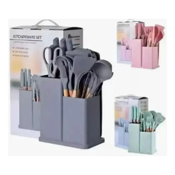 JUEGO DE UTENSILIOS DE COCINA DE SILICONA CON SOPORTE 19 PIEZAS - 4