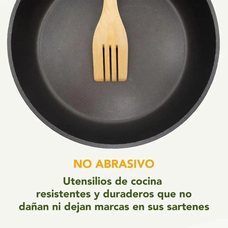 SET DE 5 UTENSILIOS DE COCINA DE MADERA DE BAMBU CON ACABADO ANTIADHERENTE - 4