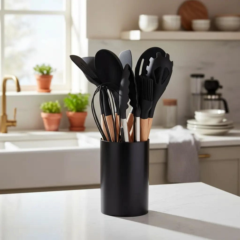 SET DE 12 UTENSILIOS DE COCINA DE SILICONA ANTIADHERENTE RESISTENTES - 3