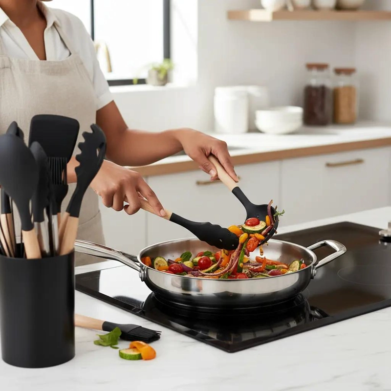 SET DE 12 UTENSILIOS DE COCINA DE SILICONA ANTIADHERENTE RESISTENTES - 5