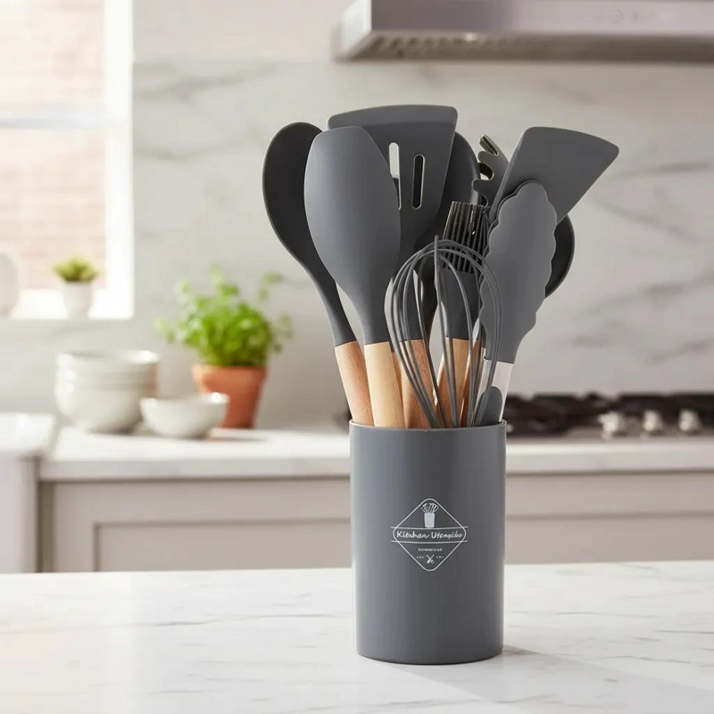 SET DE 12 UTENSILIOS DE COCINA DE SILICONA PARA USO DOME STICO - 1