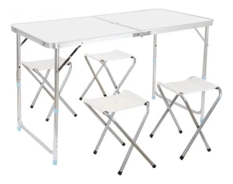 MESA PLEGABLE PORTATIL CON SILLAS INTEGRADAS PARA CAMPING Y ACTIVIDADES AL AIRE - 2
