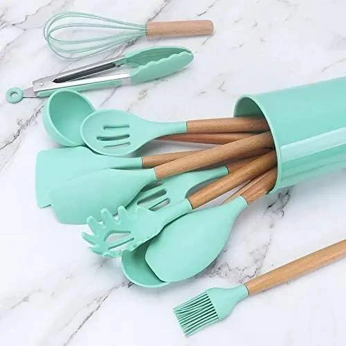 JUEGO DE UTENSILIOS DE COCINA DE SILICONA Y MADERA 12 PIEZAS - 3