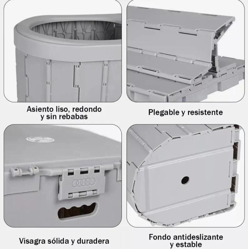 SILLA PLEGABLE PORTATIL PARA BAÑO Y CAMPING CON BOLSAS ENDURECEDORAS - 5