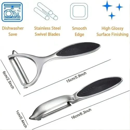 SET DE 2 PELADORES DE ACERO INOXIDABLE PARA FRUTAS Y VERDURAS - 3