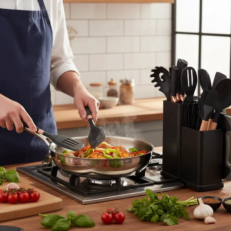 SET COMPLETO DE 19 UTENSILIOS DE COCINA DE SILICONA CON SOPORTE - 3