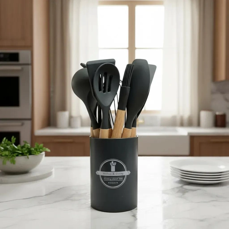 SET DE 12 UTENSILIOS DE COCINA DE SILICONA ANTIADHERENTE RESISTENTES - 2