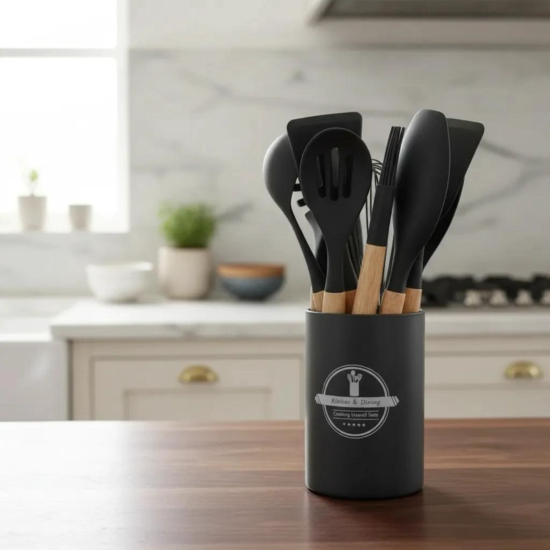 SET DE 12 UTENSILIOS DE COCINA DE SILICONA ANTIADHERENTE RESISTENTES - 5