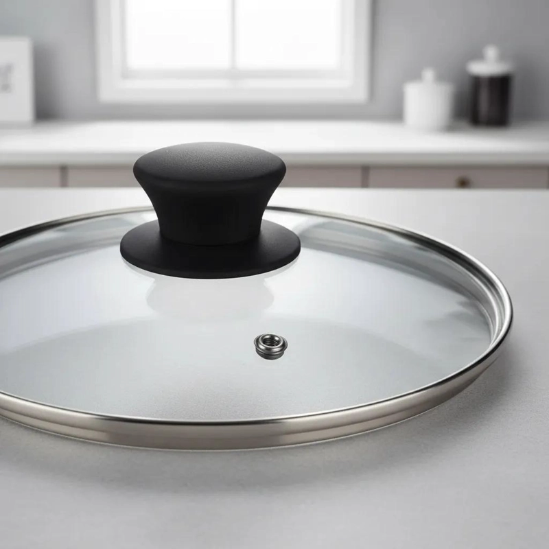 TAPA DE VIDRIO PARA OLLA Y SARTE N DE 38 CM CON BORDE METALICO - 4