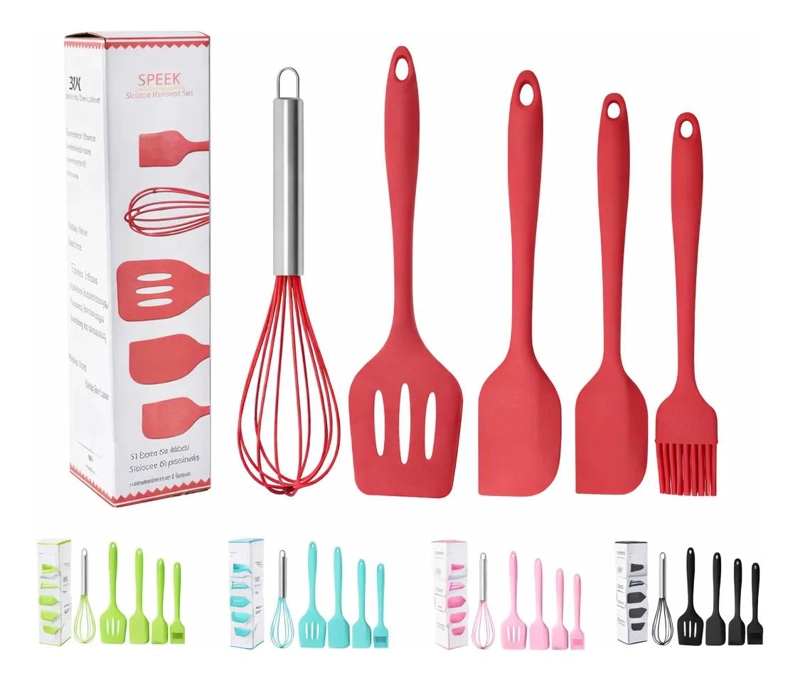 SET DE UTENSILIOS DE COCINA CON 5 PIEZAS DE SILICONA RESISTENTES - 1