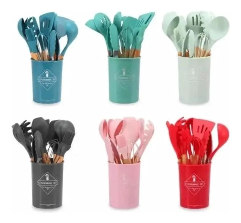 SET DE 12 UTENSILIOS DE COCINA DE SILICONA RESISTENTES Y FLEXIBLES - 3