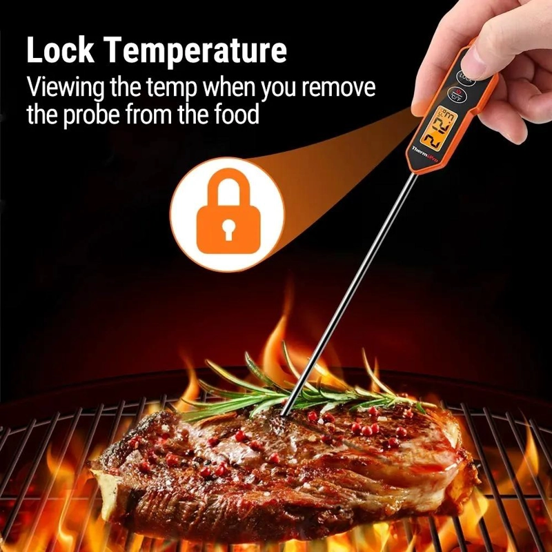 TERMOMETRO DIGITAL CON SONDA PARA ALIMENTOS Y CARNES CON LUZ DE FONDO - 3