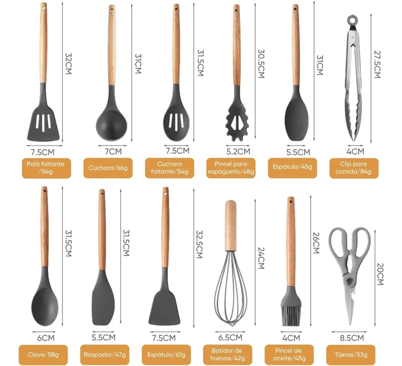 JUEGO DE 18 UTENSILIOS DE COCINA EN SILICONA ANTIADHERENTE - 2