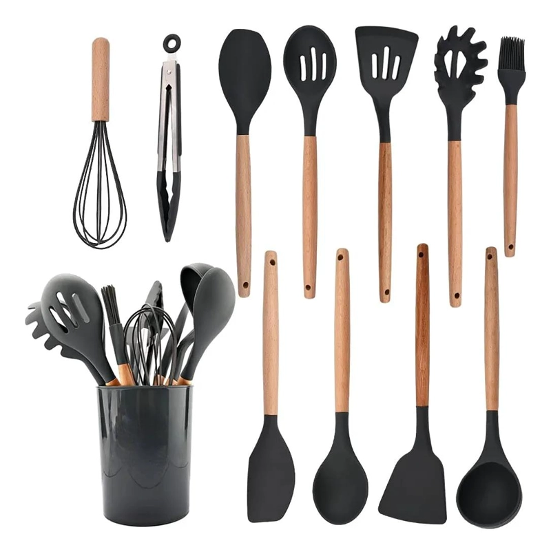SET DE 12 UTENSILIOS DE COCINA DE SILICONA RESISTENTES Y COLORIDOS - 1