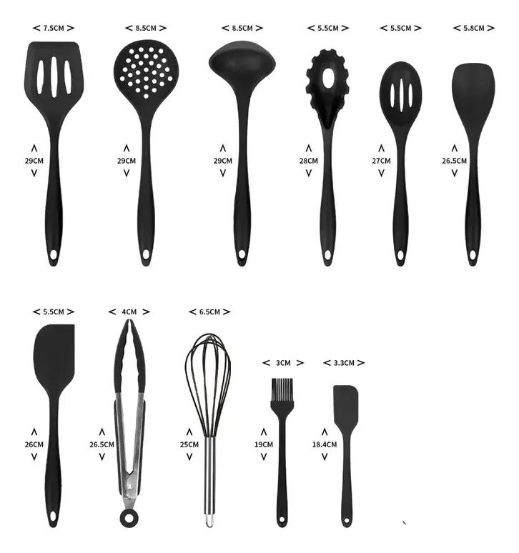 SET DE 12 UTENSILIOS DE COCINA DE SILICONA RESISTENTES Y COLORIDOS - 3
