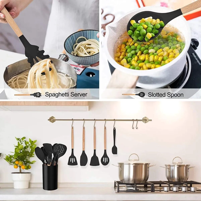 SET DE 12 UTENSILIOS DE COCINA DE SILICONA RESISTENTES Y COLORIDOS - 4