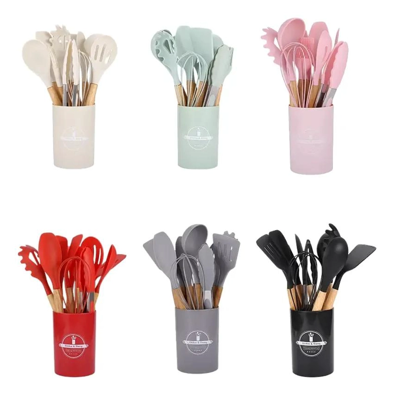 SET DE 12 UTENSILIOS DE COCINA EN SILICONA RESISTENTES Y DURADEROS - 1