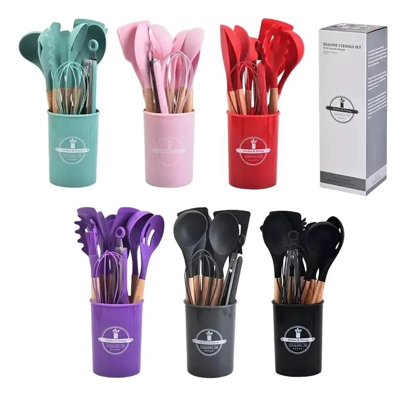SET DE 12 UTENSILIOS DE COCINA EN SILICONA RESISTENTES Y DURADEROS - 2