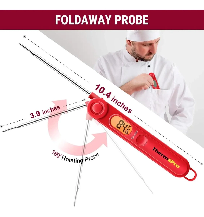 TERMOMETRO DE COCINA PLEGABLE PARA MEDIR TEMPERATURA DE CARNES Y LIQUIDOS - 3