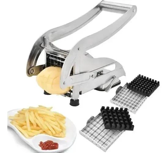 PICADOR DE PAPAS CON HILO CORTADOR DE ACERO INOXIDABLE PLATEADO - 1