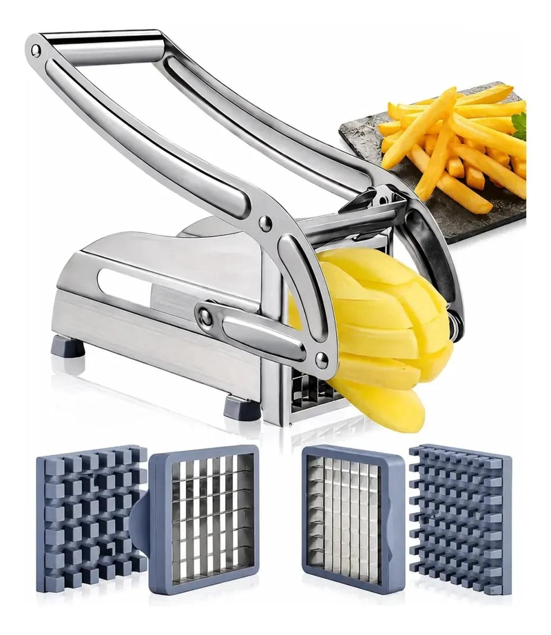 PICADOR DE PAPAS CON HILO CORTADOR DE ACERO INOXIDABLE PLATEADO - 2