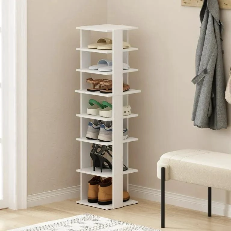 ZAPATERO ORGANIZADOR VERTICAL DE MADERA MULTIUSO CON ESTANTES - 1