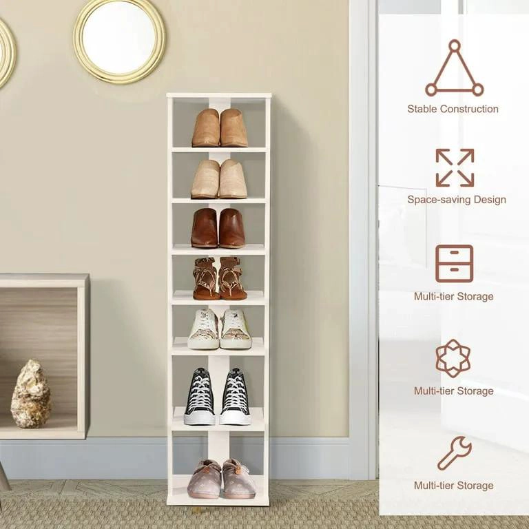 ZAPATERO ORGANIZADOR VERTICAL DE MADERA MULTIUSO CON ESTANTES - 3