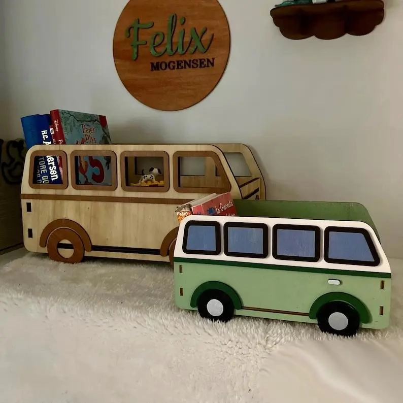 CAJA ORGANIZADORA GRANDE PARA JUGUETES Y LIBROS CON DISEÑO DE AUTOBUS INFANTIL - 3