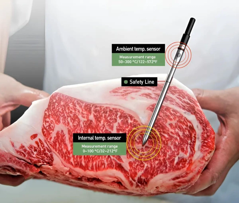 TERMOMETRO INALAMBRICO PARA CARNE CON CONEXION A CELULAR COLOR VERDE - 2