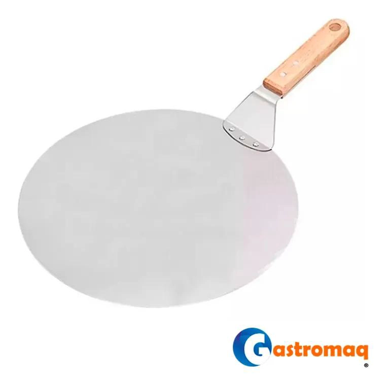 ESPATULA REDONDA DE ACERO INOXIDABLE CON MANGO DE MADERA DE 30 CM - 5