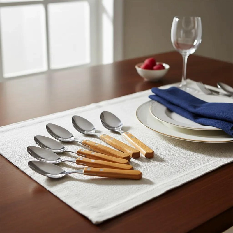 SET DE 6 CUCHARAS PARA COCINA EN ACERO INOXIDABLE RESISTENTE - 1
