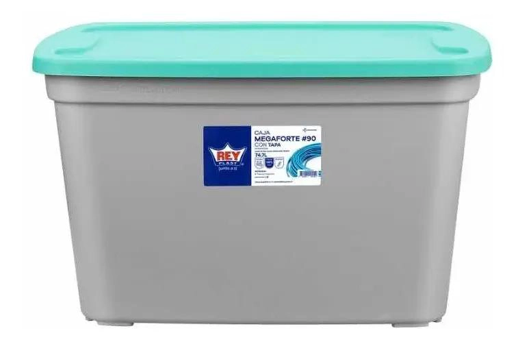 CAJA ORGANIZADORA DE 75 LITROS COLOR GRIS LISO PARA ALMACENAMIENTO - 1
