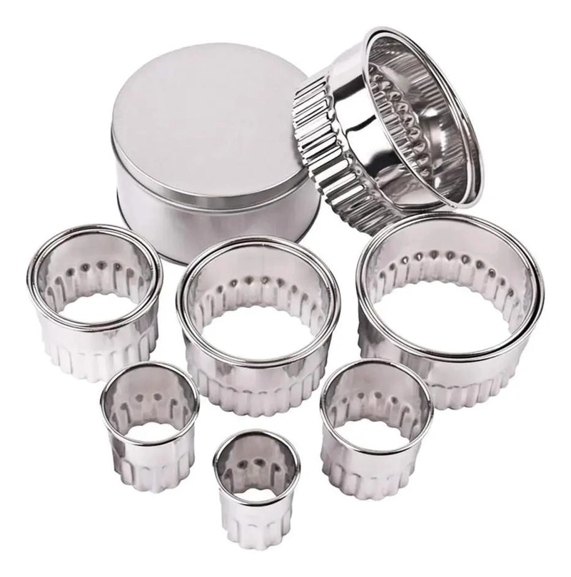 SET DE 12 CORTADORES ACANALADOS DE ACERO INOXIDABLE PARA REPOSTERIA - 1